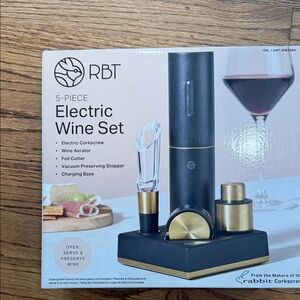 RBT Electric Wine Set - Black & Gold 5-Piece